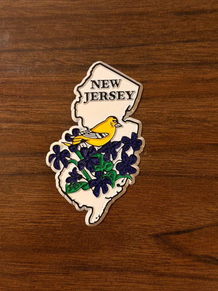 Vintage New Jersey Rubber Magneet (Distelvink en Bloemen) voor wholesale door 5801 Print House