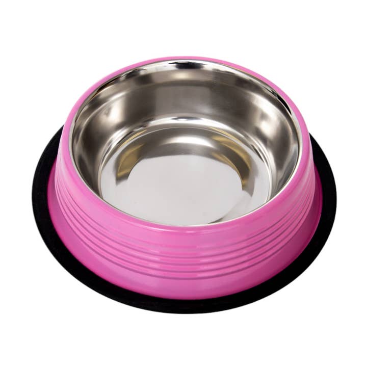Eco-friendly Non Skid Ribbed Dog Bowl (Carnation Pink) for wholesale by Jojo Modern Pets