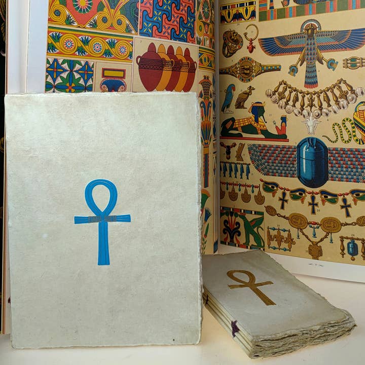 Ancient Egypt Ankh Cross parchment notebook for wholesale by Epigram