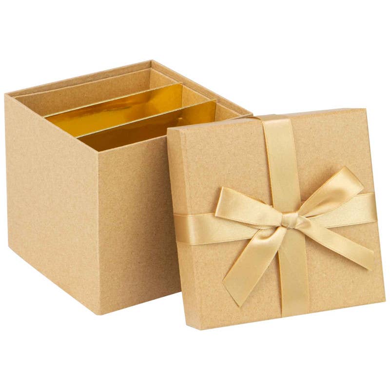 Deffrennes - Wholesale Gift Box - 3-tier Kraft Box Sweet Chocolate Square 13x13x12 cm3