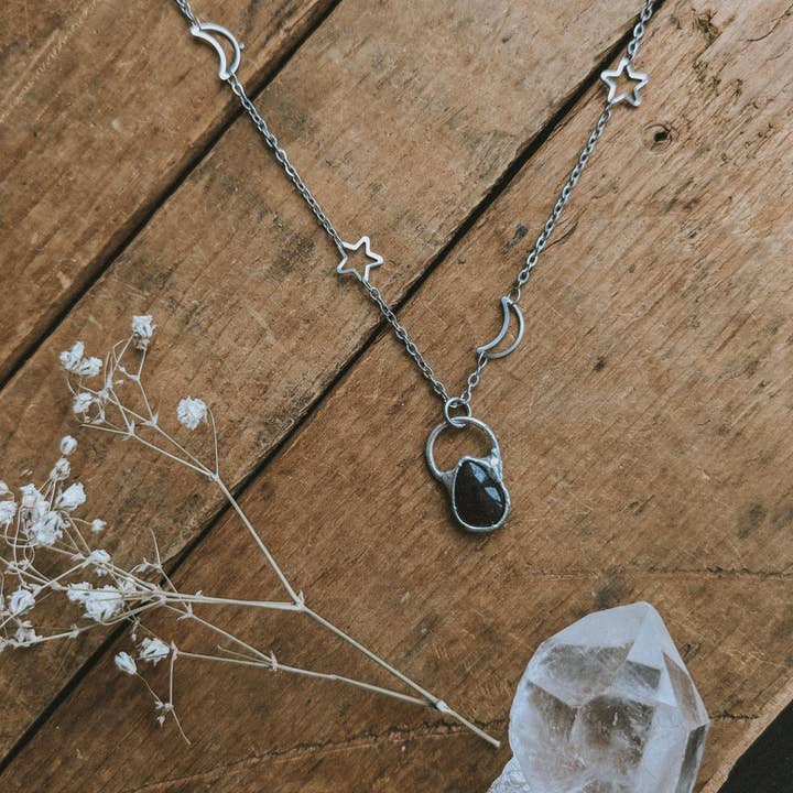 Garnet Sterling Silver Celestial Necklace - Witchy, Boho and other Purchase Wholesale boho charms. Free Returns & Net 60 Terms on Faire trending on Faire.