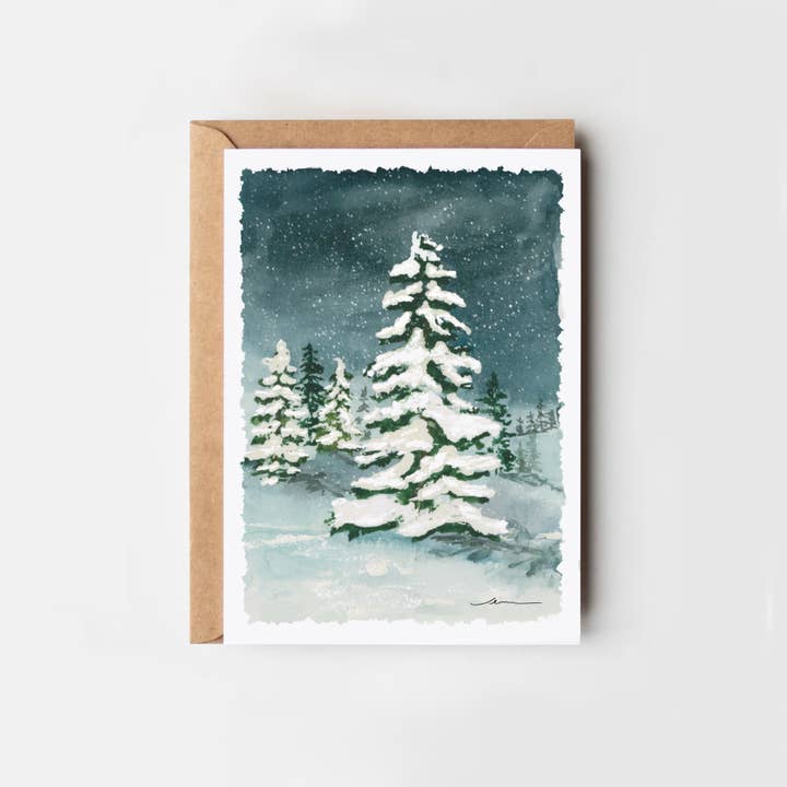 Snowy Tree Greeting Card for wholesale by Creative Leaf