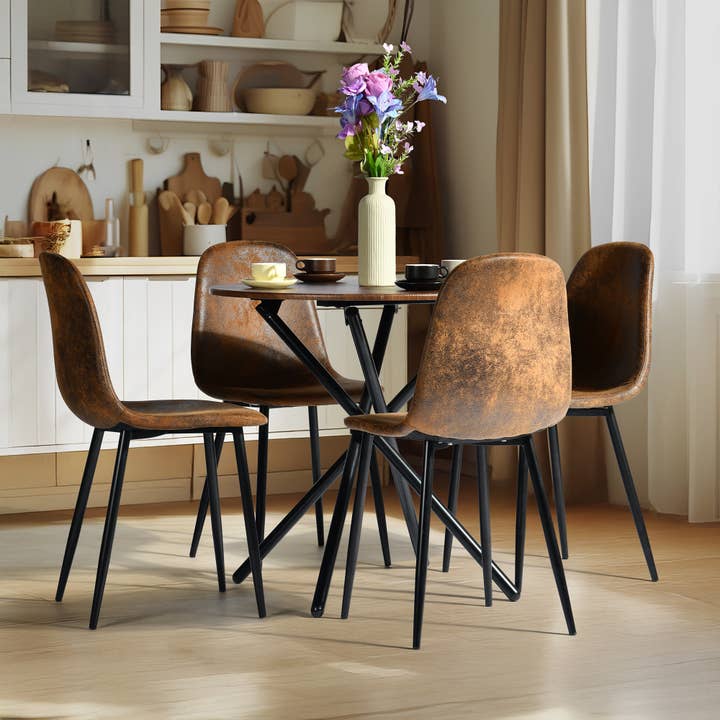 HOMYCASA DESIGN INC - Wholesale Chair - Faux Suede Dining Chair - Distressed Brown