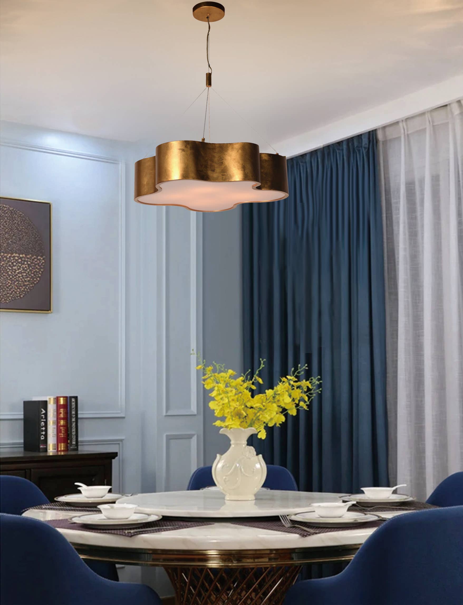 Terracotta Designs - Vendita all'ingrosso Lampadario/lampada a sospensione - Lampadario Ottavia in vetro opaco e foglia d’oro1