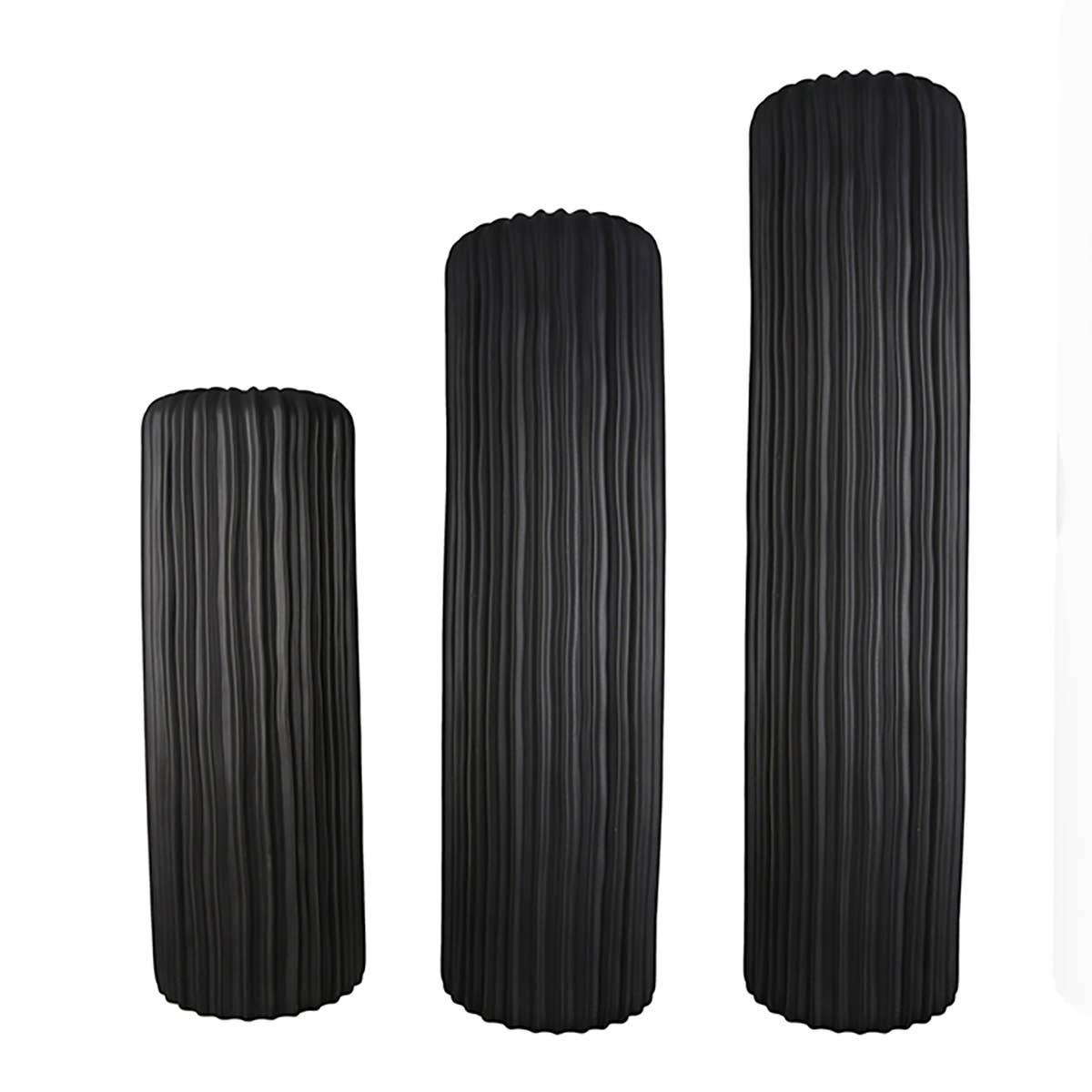 Gilde Handwerk Macrander GmbH & Co. KG – wholesale Vas – Vas „Fjord” i keramik, matt svart med räfflad yta1