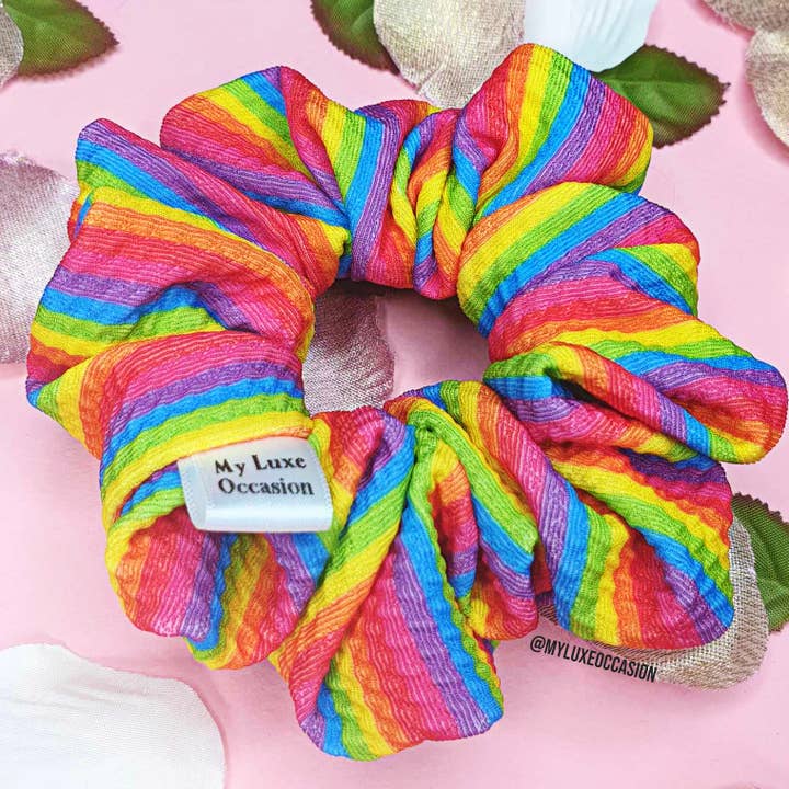 Rainbow Scrunchie voor wholesale door My Luxe Occasion
