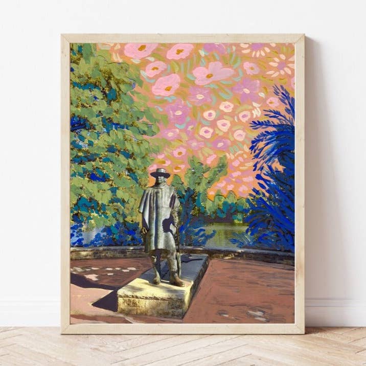 Austin Lady Bird Lake Stevie Ray Vaughan Statue Print for wholesale by El Baker Art