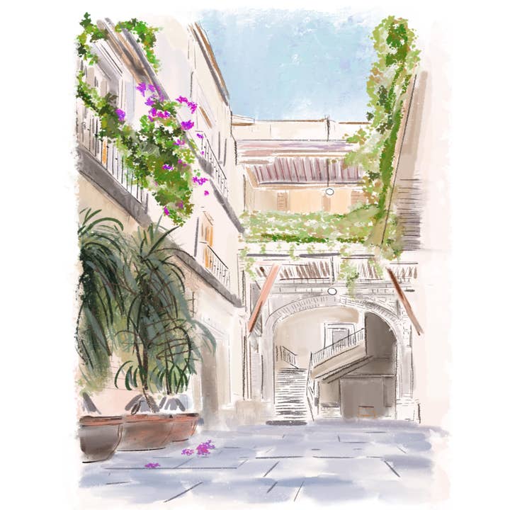 OLD TOWN CRETE - Art Print for wholesale by Rebecca Illustrated
