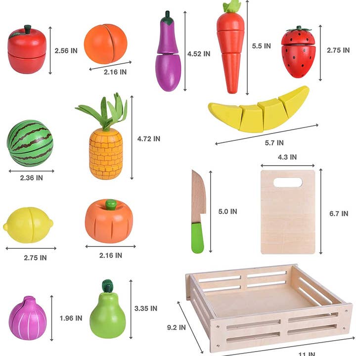 Fun Little Toys - Vendita all'ingrosso Set di giocattoli - Bambini - Set Gioco da Cucina in Legno 35 Pezzi con Frutta e Verdura Giocattolo per Bambini2