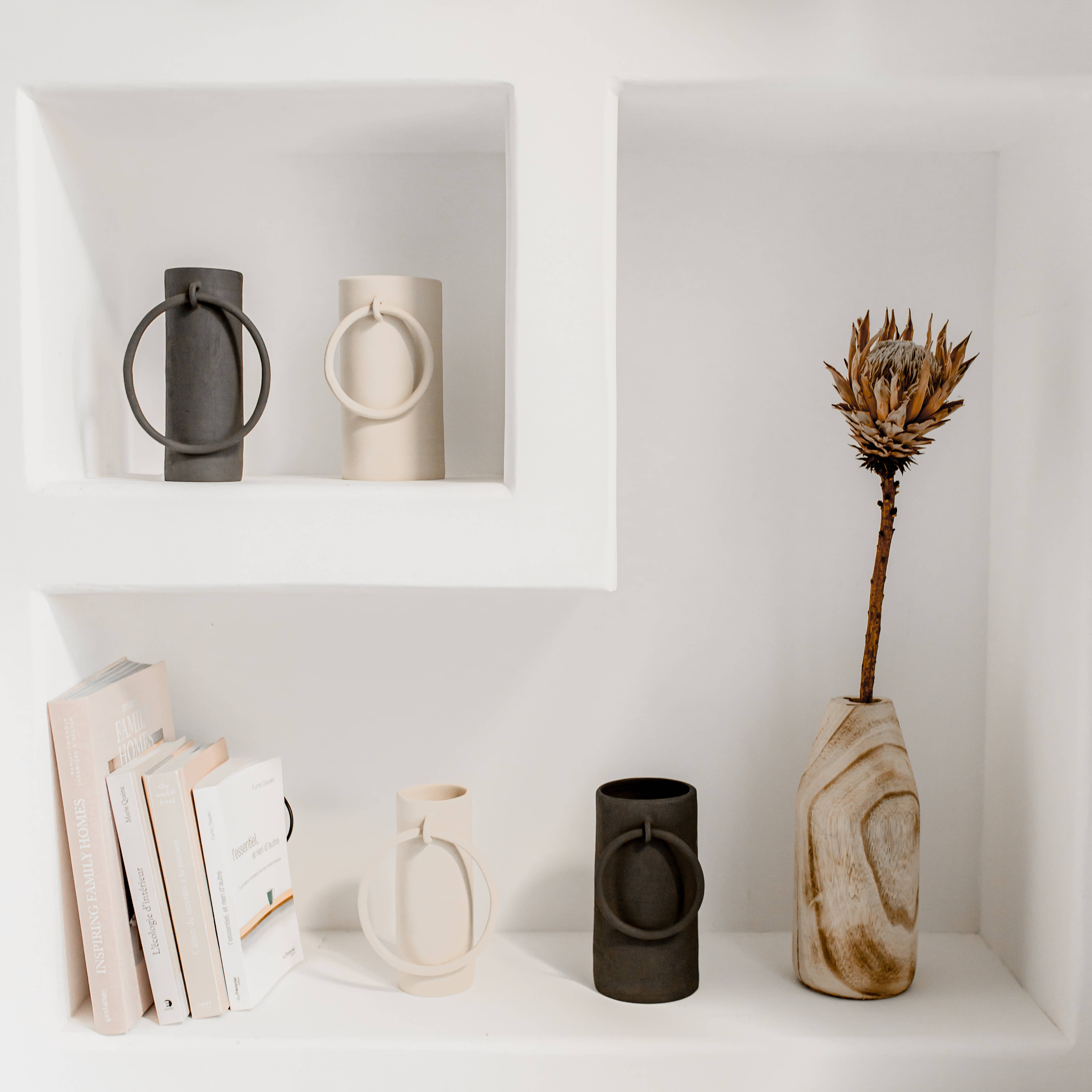 Claycraft - Wholesale Vase - Handmade raw ceramic vase big ring artisanal design10