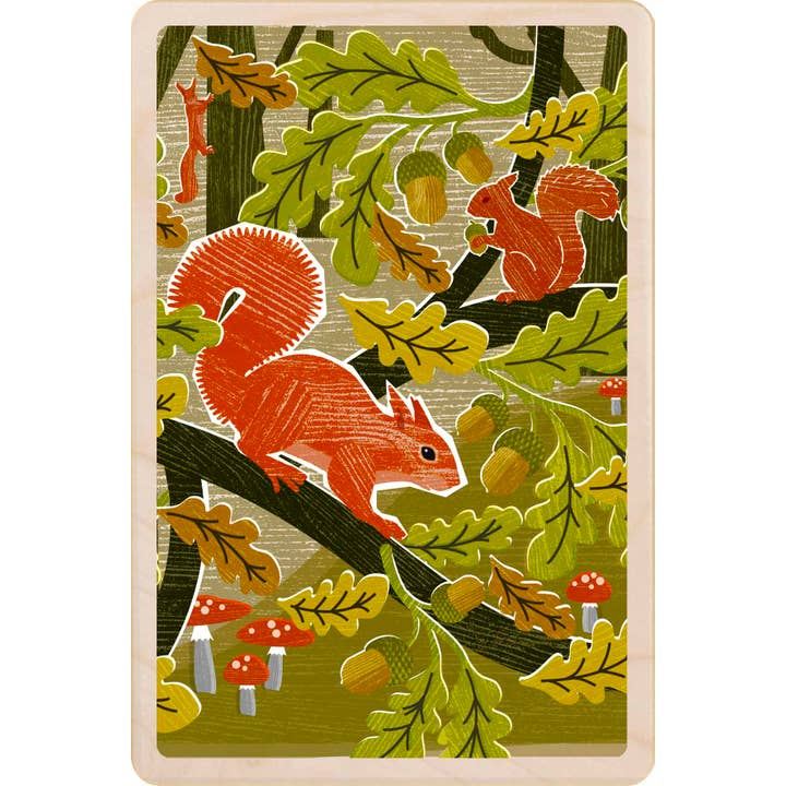 THE WOODEN POSTCARD COMPANY – wholesale Postcard – Red Squirrels - Eco-friendly cards & magnets