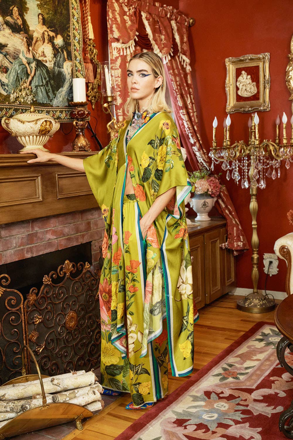 Olive Floral French Riviera Hand-Beaded Kimono / Topper for wholesale on Faire17