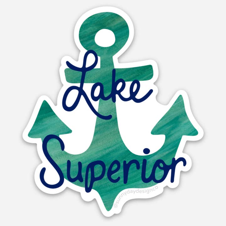 Lake Superior Anchor Vinyl Sticker, Great Lakes Nautical for wholesale by Sunny Day Designs
