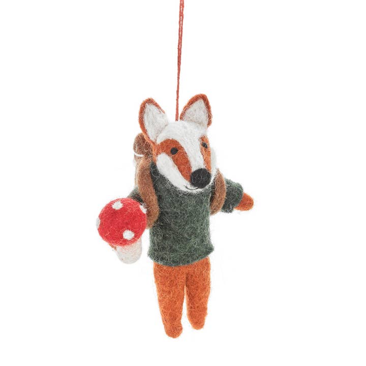 Handmade Felt Frankie Foraging Fox Decoration for wholesale by Felt So Good