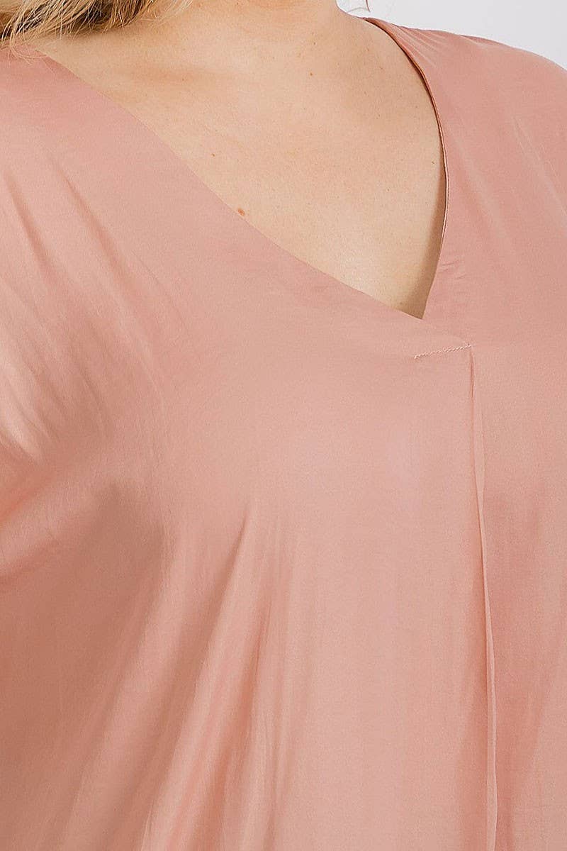 ROUSSEAU - Venta al por mayor Blusa - Mujer - Blusa túnica de manga corta con cuello en V7