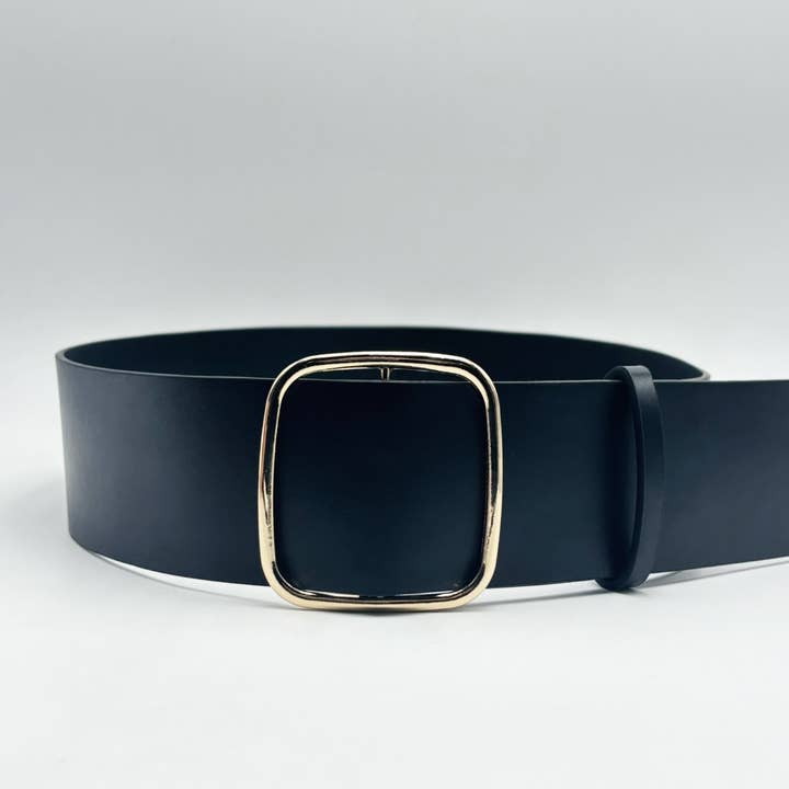 Black Wide faux leather belt CT31 for wholesale on Faire4