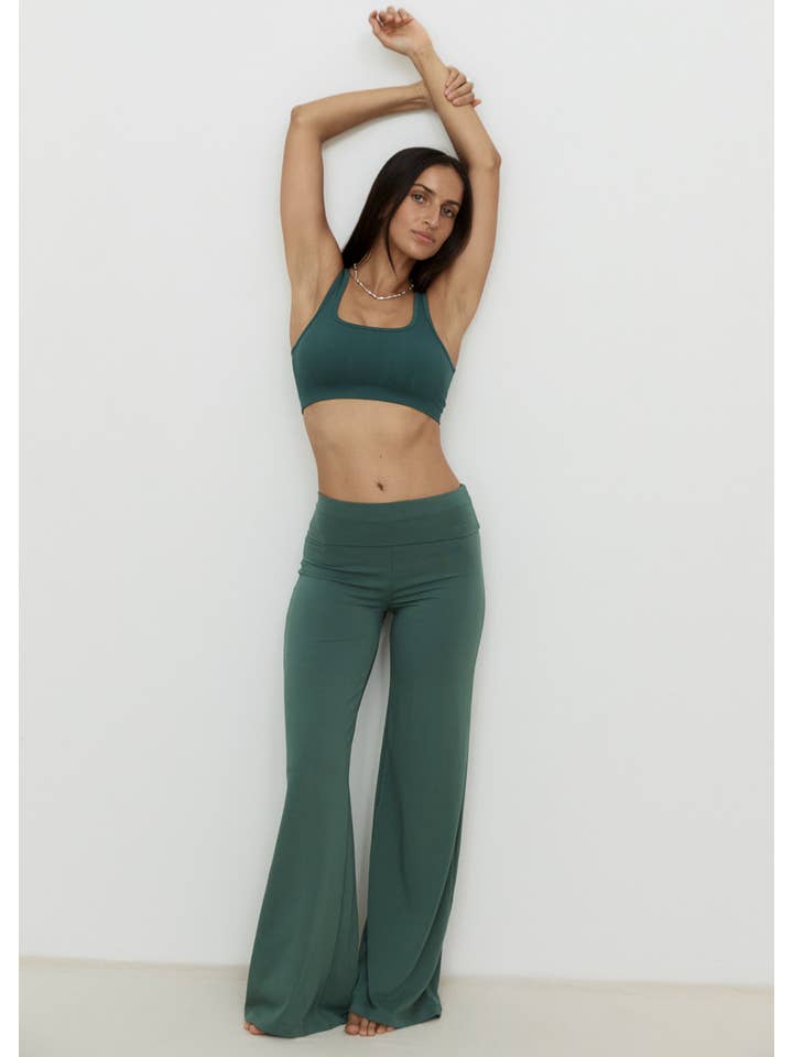 Pinky & Kamal - Wholesale Pants - Women's - Full Length Yin Flare - Sage Bush - Organic Cotton/Bamboo