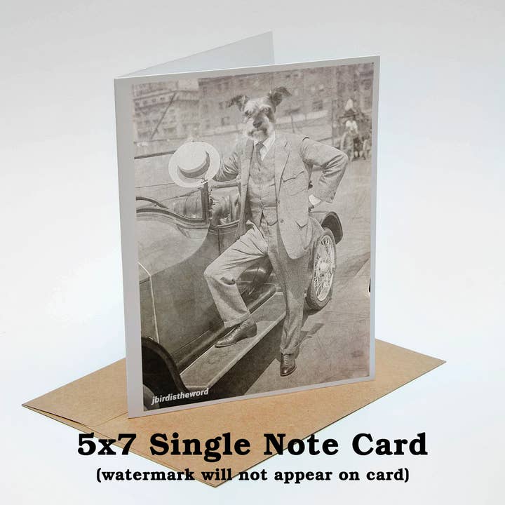 The Wild Oddisorium - Wholesale Everyday Greeting Card - Mini Schnauzer Card, Dapper Dogs in Suits Vintage Antique