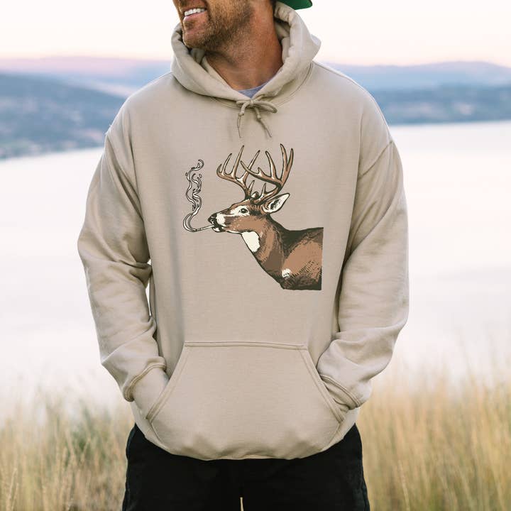 Sweatshirt com capuz «Cervo Caçador Engraçado» gola redonda DT03 por atacado de 208T2.0