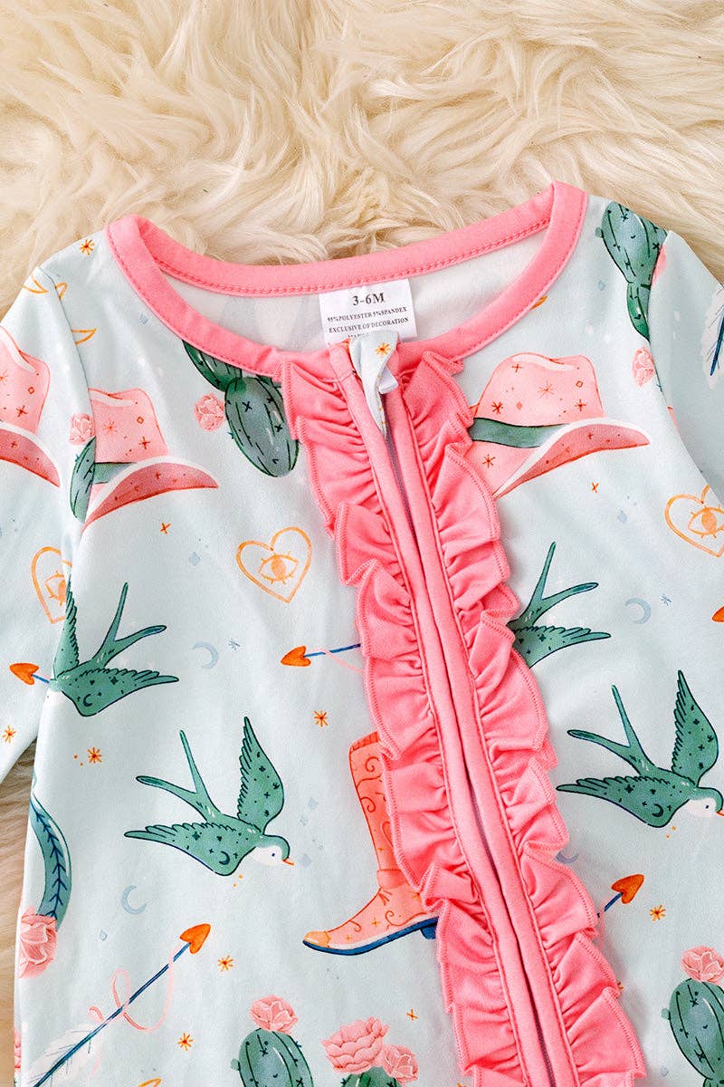 Kids Charm Online - Wholesale Jumpsuit - Baby - Cactus printed baby bodysuit with ruffle trim. RPG53364 AMY2