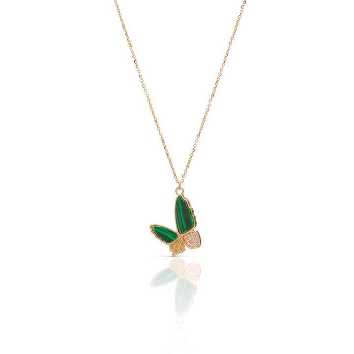 Butterfly Gem Necklace Malachite for wholesale by Lucky Star Jewels