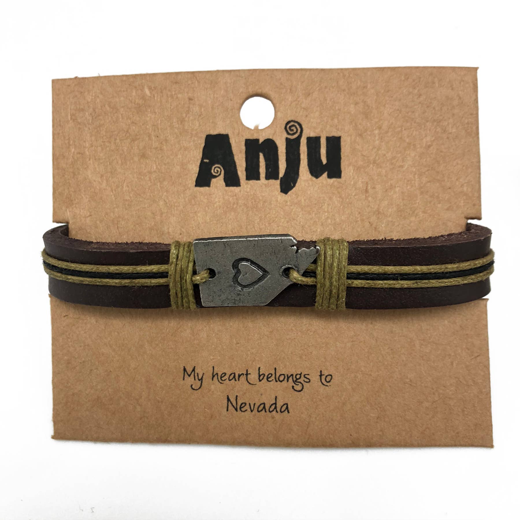 Anju Jewelry – Großhandel Armband mit Charms/Anhängern – Home State Schmuck - Zinn Lederarmband20