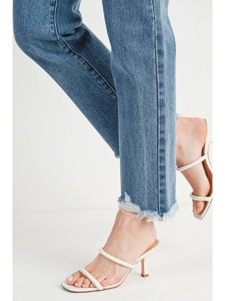 Bluivy - Wholesale Jeans - Women's - HIGH RISE STRAIGHT LEG DISTRESSED RAW HEM JEANS16