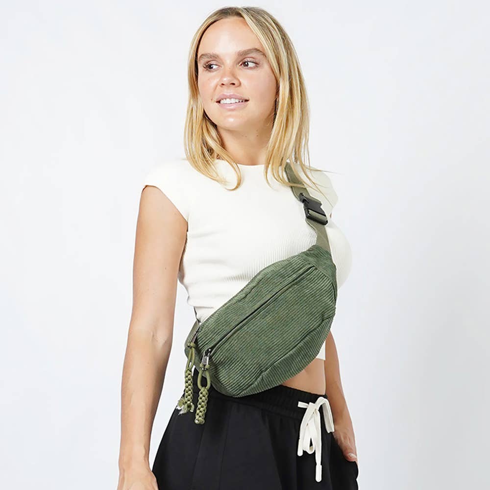 Sensibling Corp. - Wholesale Belt Bag - Women's - Corduroy Sling Bag / Belt Bag2