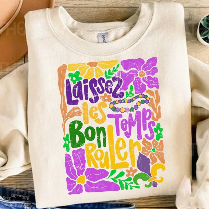 NVC Ecommerce LLC - Wholesale T-shirt met print - Dames - Laissez Les Bon Temps Rouler T-shirt, Mardi Gras Sweatshirt1