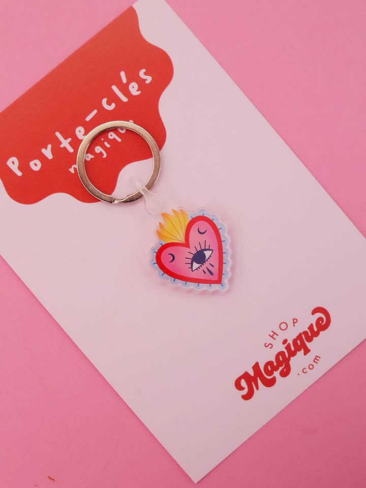 Pink ex-voto keychain for wholesale by Poulette Magique