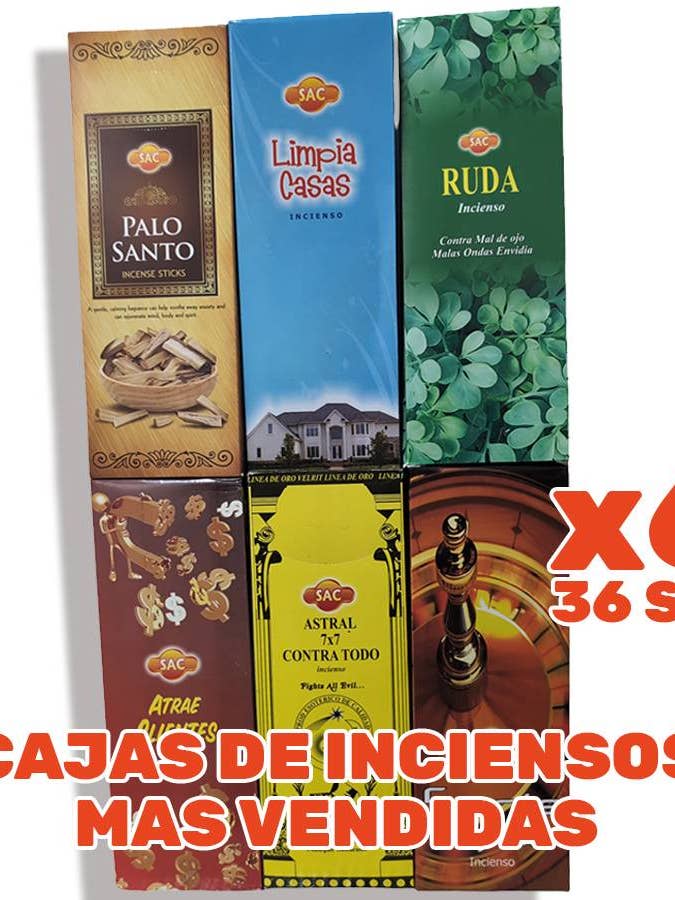 Lote De 6 Cajas De Inciensos Mas Vendidos para venta al por mayor de VELAS SORT DESDE 1999 SCP