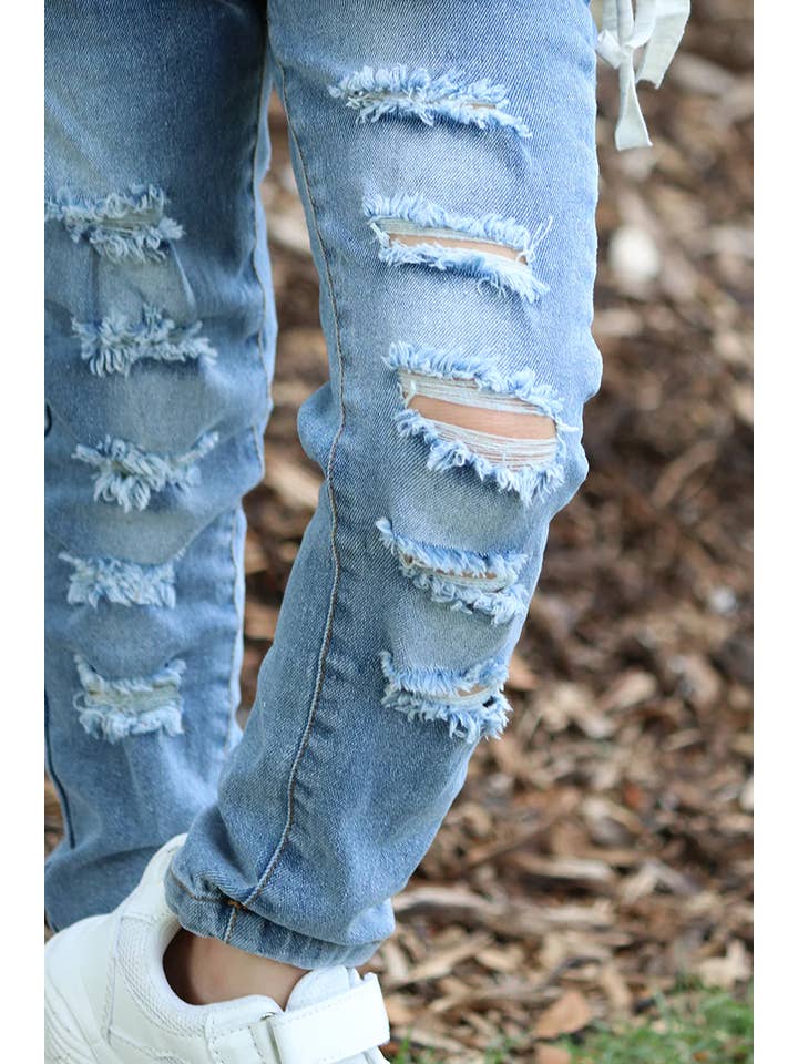 Kids Charm Online - Wholesale Jeans - Kids - LIGHT BLUE RIPPED SKINNY JEANS. PNG25113066-AMY