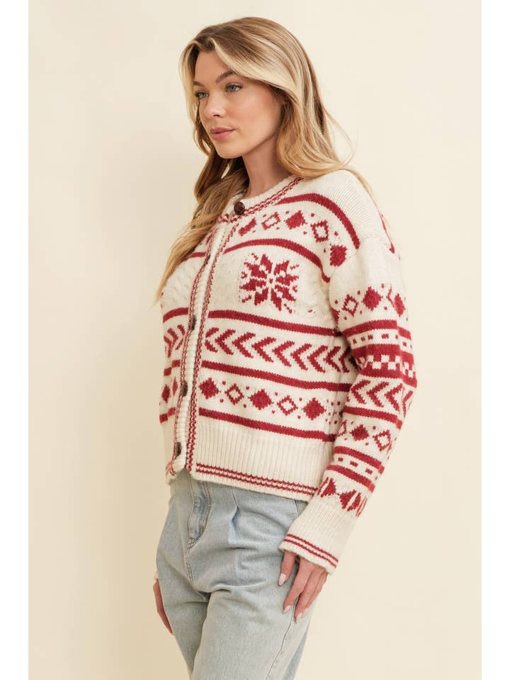 CREAM CSW13359K - HOLIDAY BUTTON UP SWEATER for wholesale on Faire