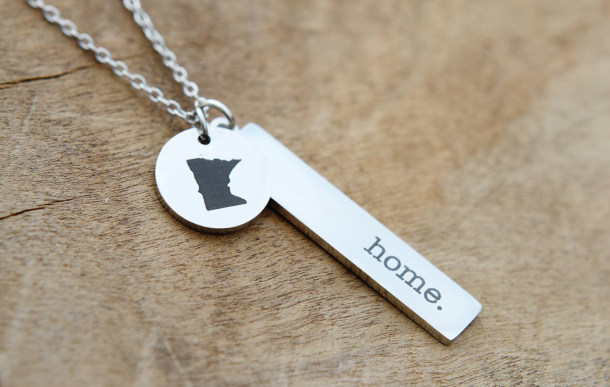 Jennifer Dahl Designs LLC - Wholesale Pendant/Charm Necklace - Custom Home State Engraved Necklace2