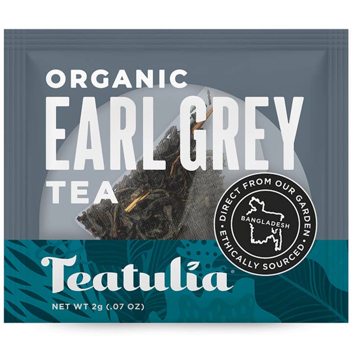 Earl Grey Wrapped Organic Pyramid Tea Bags for wholesale by Teatulia Organic Teas