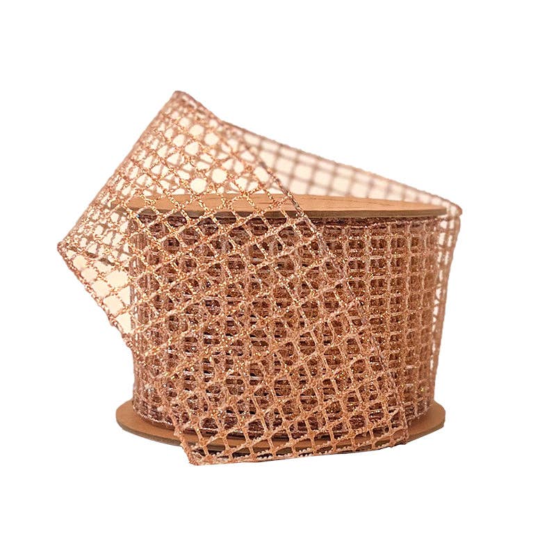 LA Ribbons Wholesale - Vente Ruban – emballage cadeau - Ruban câblé 2 1/2" | "Filet" Beige | Rouleau de 10 yards0