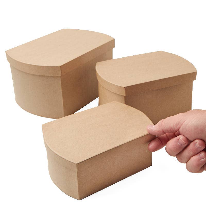 Factory Direct Craft - Wholesale Gift Box - Premade 3-Piece Round Corner Paper Mache Box Set 2