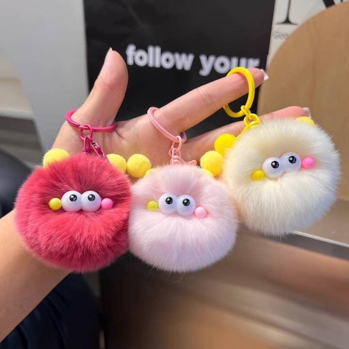 MKS America - Wholesale Keychain - Women's - Fluffy Plush Keychain Cute Cartoon Pom Pom Bag Charm6