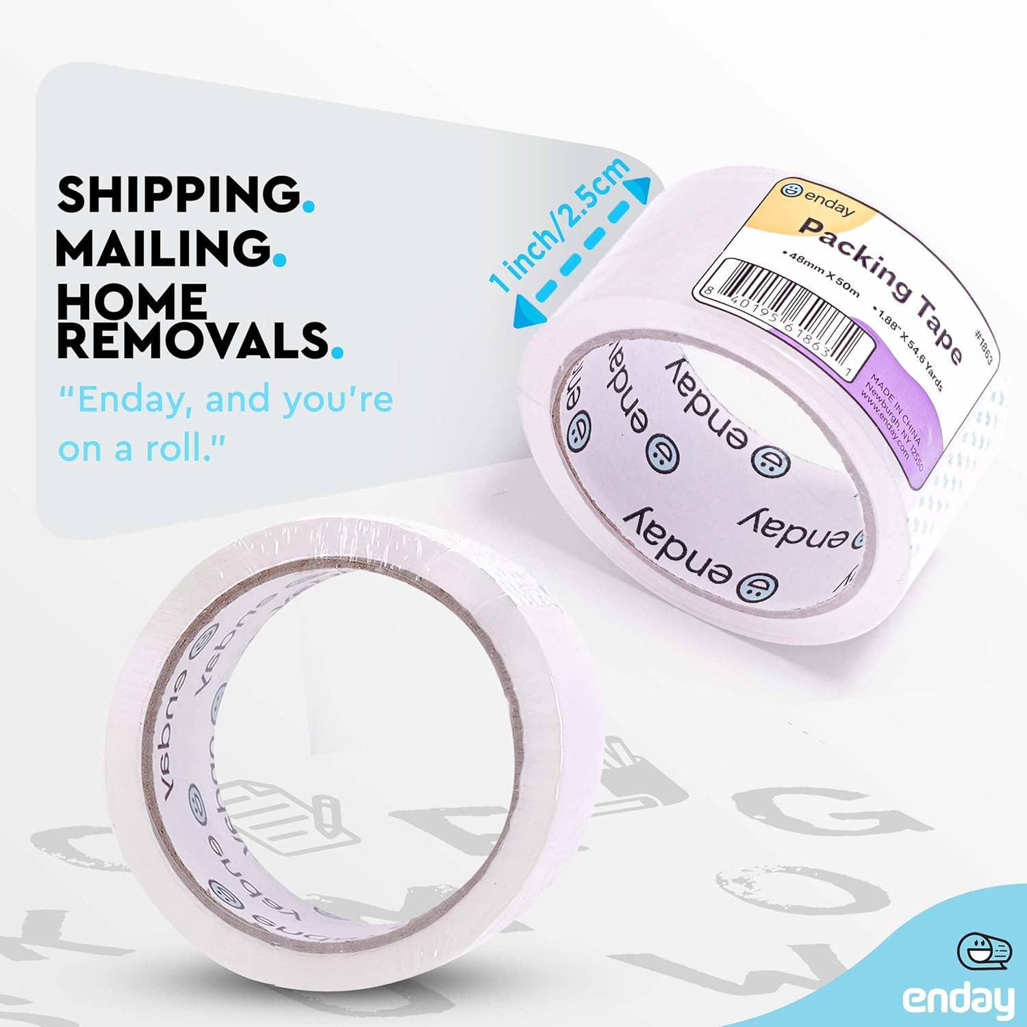 enday – Großhandel Klebeband – Durchsichtiges, robustes Klebeband, 3,8 Zoll x 54,6 Meter2