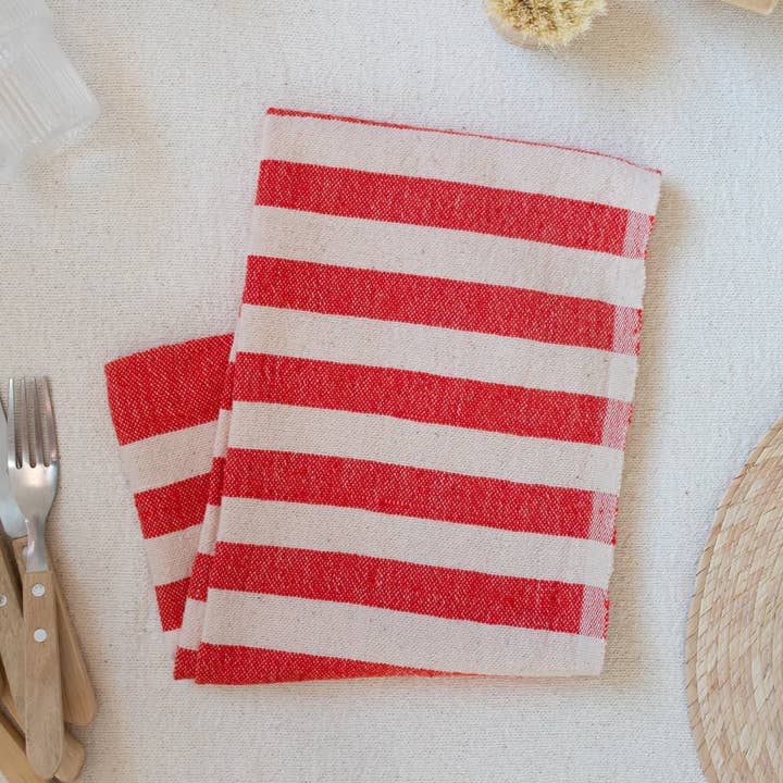 kd weave - Wholesale Hand Towel - Red Stripe Hand Towel | Hand Woven Cotton