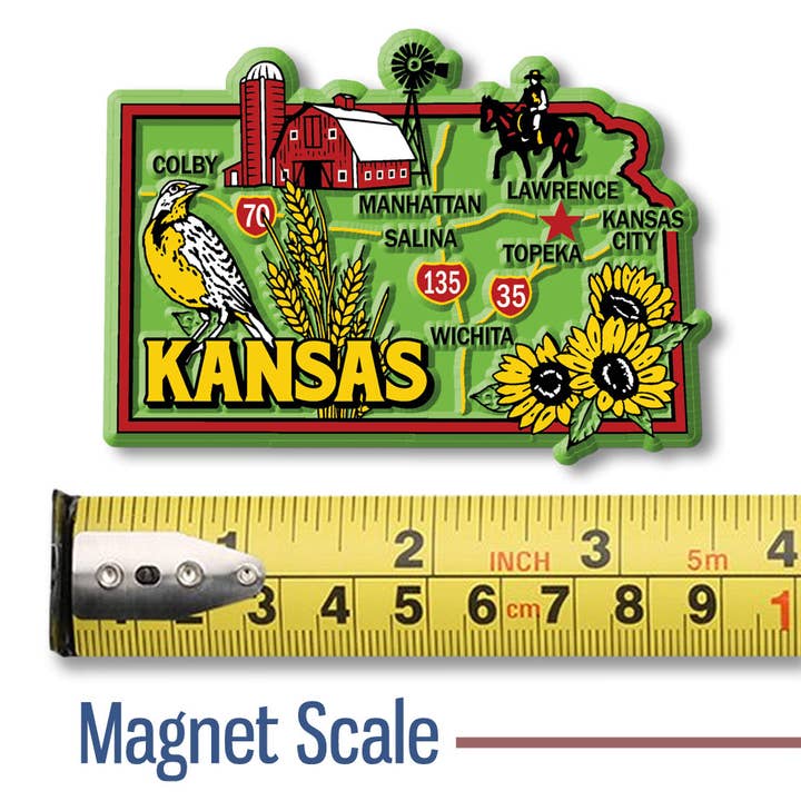 7 Star – wholesale Magnet – Kansas Colorful State Magnet Collectible Made in USA1
