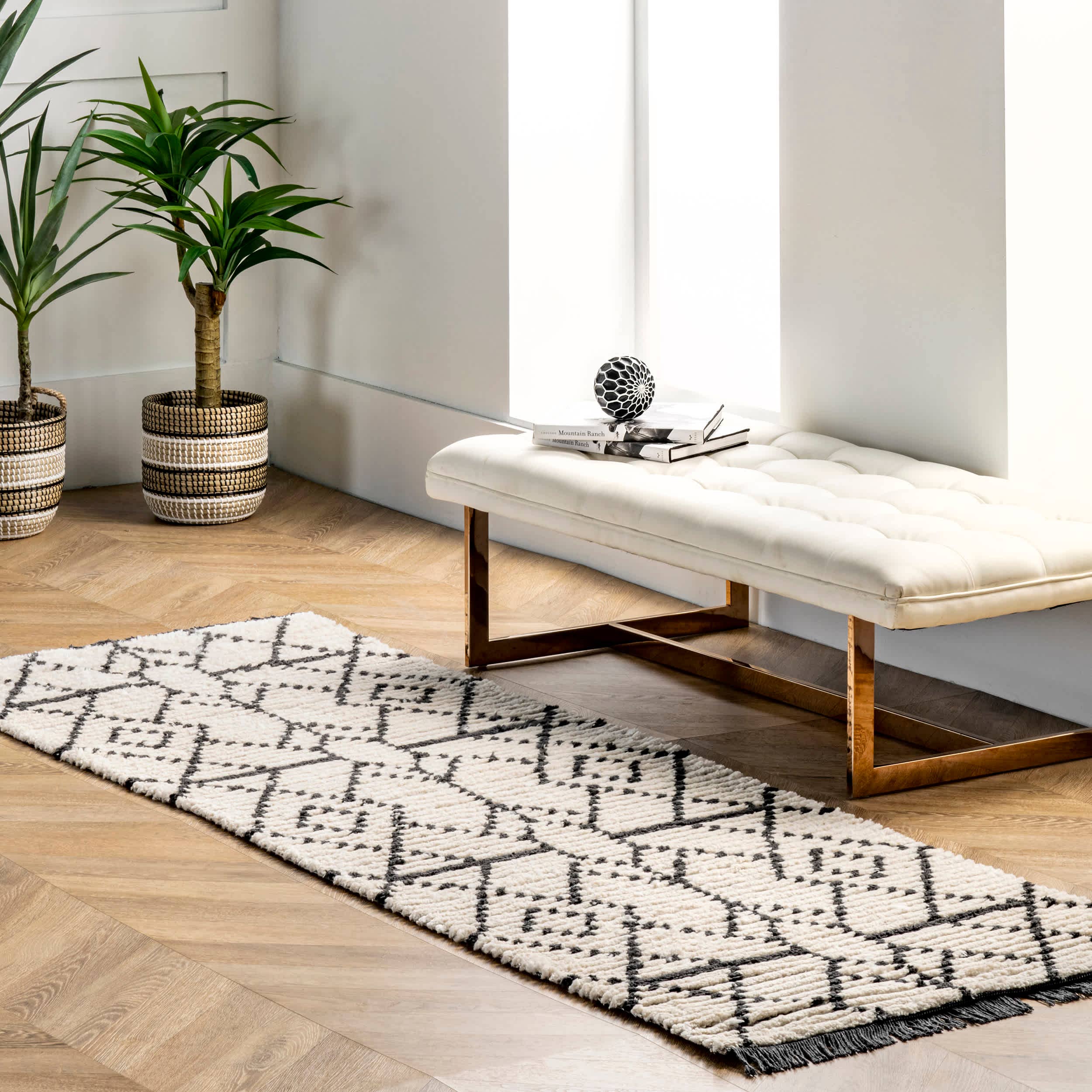 Beige Carlina Modern Geometric Soft Shag Fringe Area Rug for wholesale on Faire8