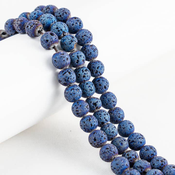 Soothing Crystals Beads - Wholesale Beads - Round Beads | Titanium Blue Lava Beads | Volcanic Gemstone7