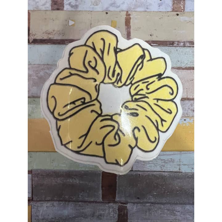 Gul Scrunchie Vinyl klistermærke for engroshandel hos Stationary Bliss