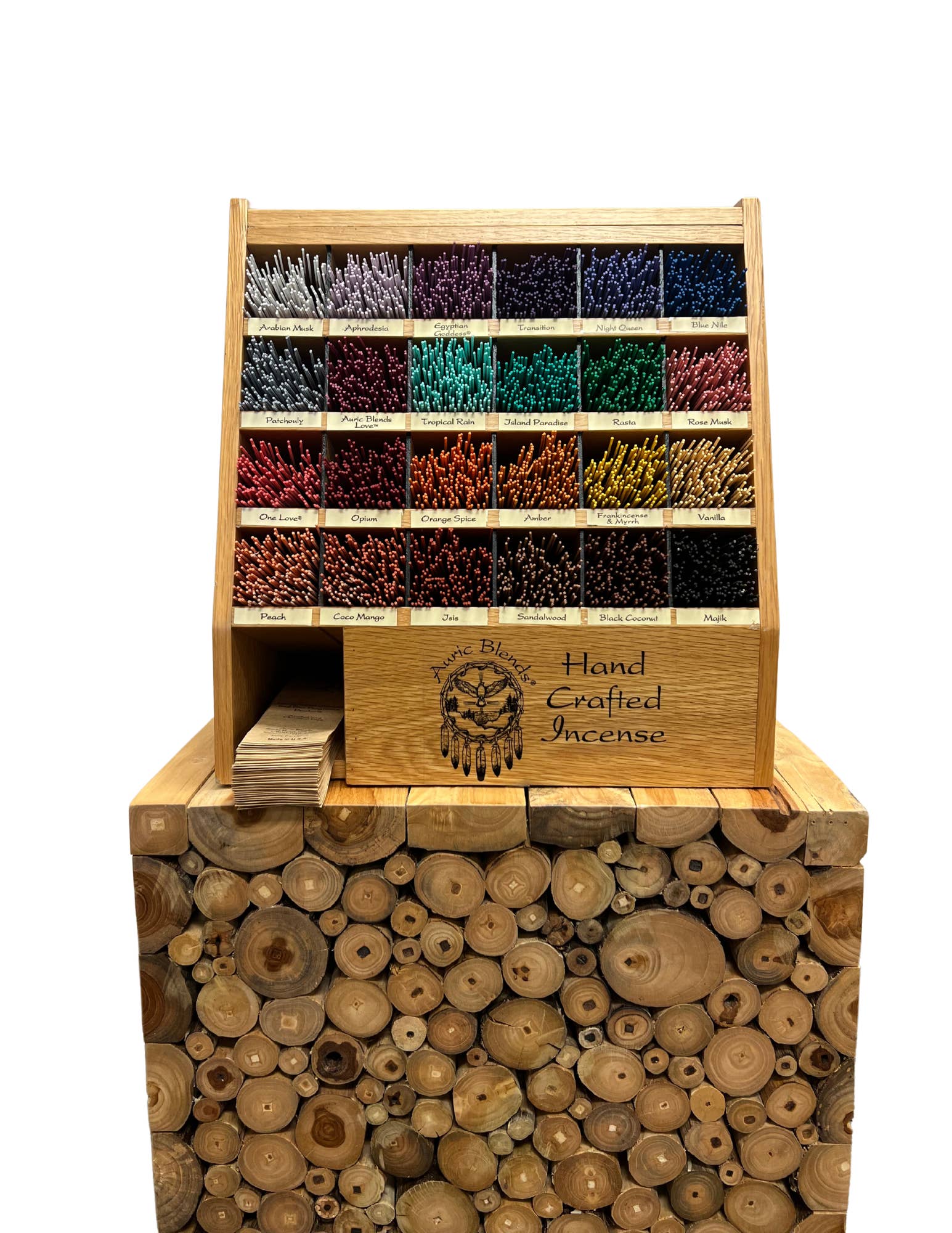 Auric Blends - Wholesale Incense - Wooden Incense Display - 24 fragrance - Main Unit (Lower)