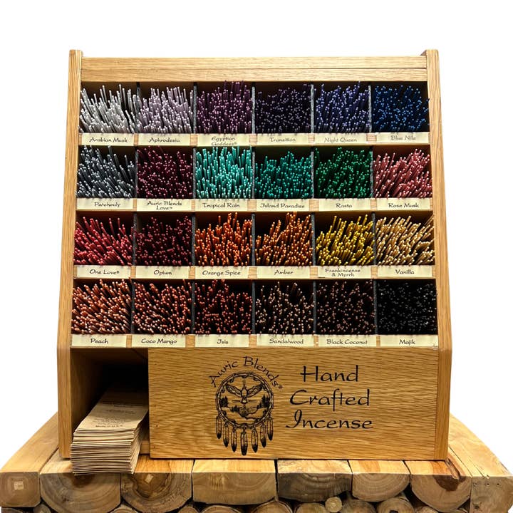 Auric Blends - Wholesale Incense - Wooden Incense Display - 24 fragrance - Main Unit (Lower)0