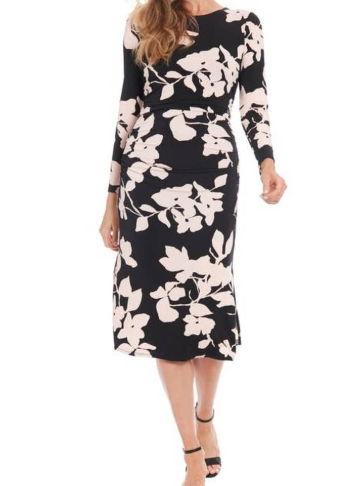 London Times Flower Print Sheath Midi Dress for wholesale by New Yorker's Apparel