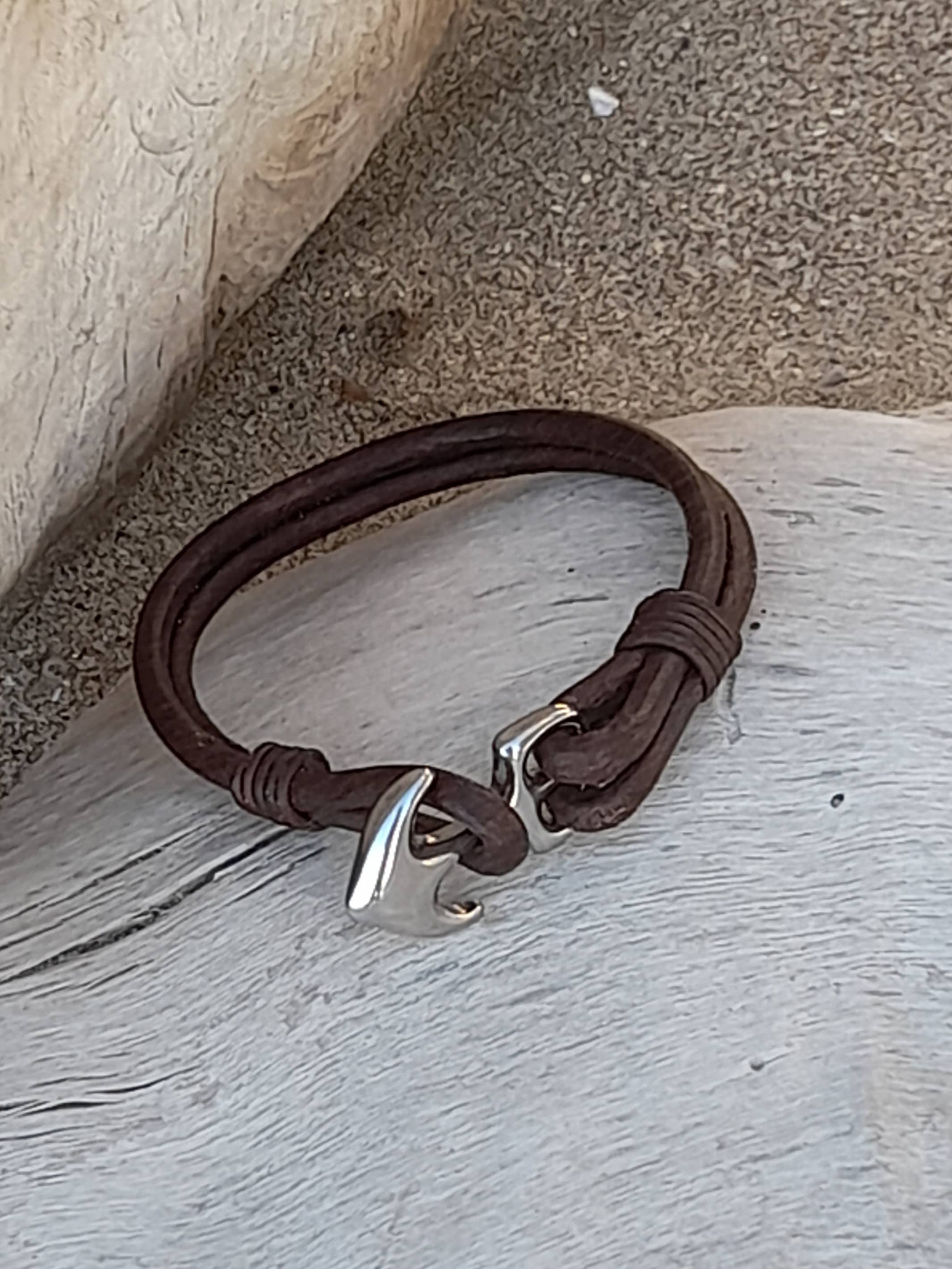 marenostrum créations - Wholesale Woven/Braided Bracelet - Stainless steel anchor leather bracelet4