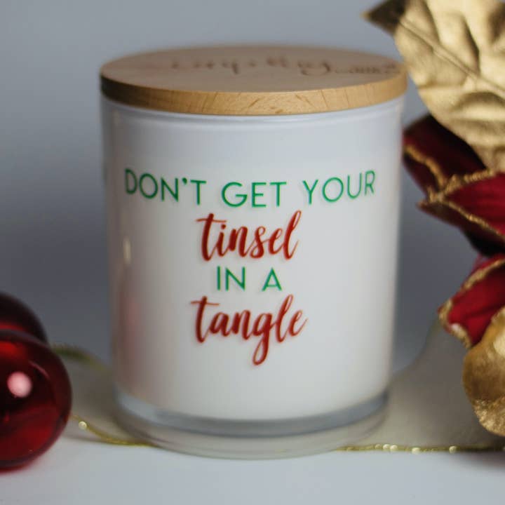Vela de soja navideña divertida de Tinsel In A Tangle para venta al por mayor de Unplug Soy Candles
