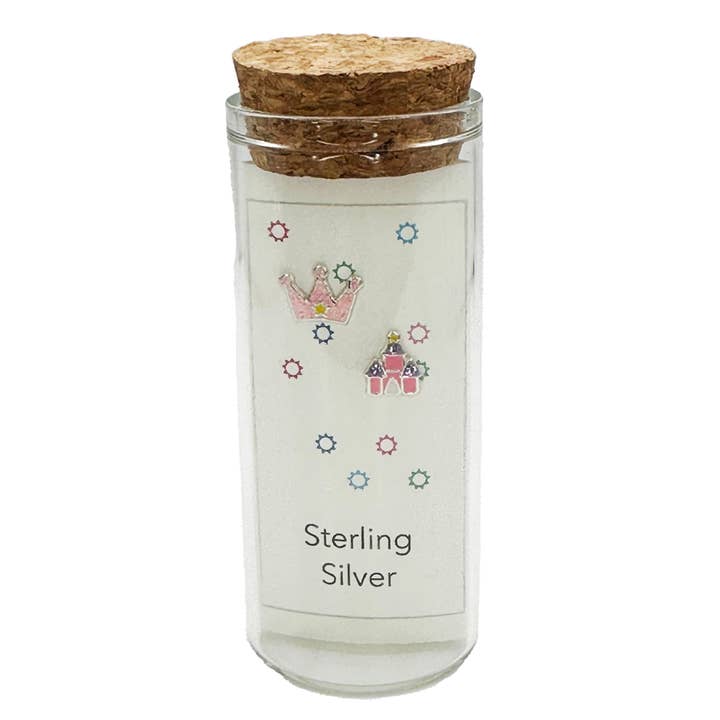 Roliga barn Sterling Silver Stud örhängen i en glasflaska för wholesale av Stratus